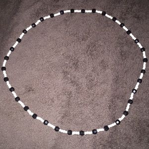 A black and white beaded necklace